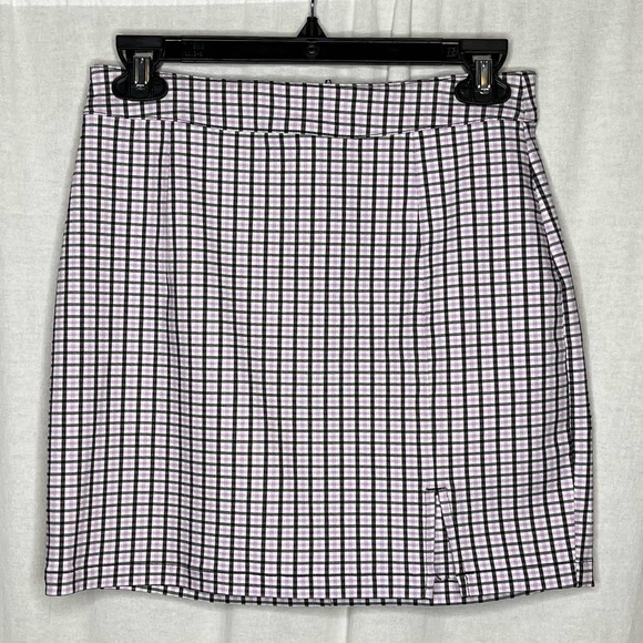 Garage Lavender Check Plaid Print A Line Mini Skirt Pink Purple Y2K Skater Small - Picture 4 of 10